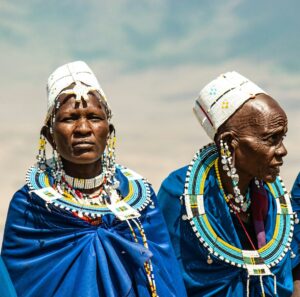Two women in traditional maasai attire