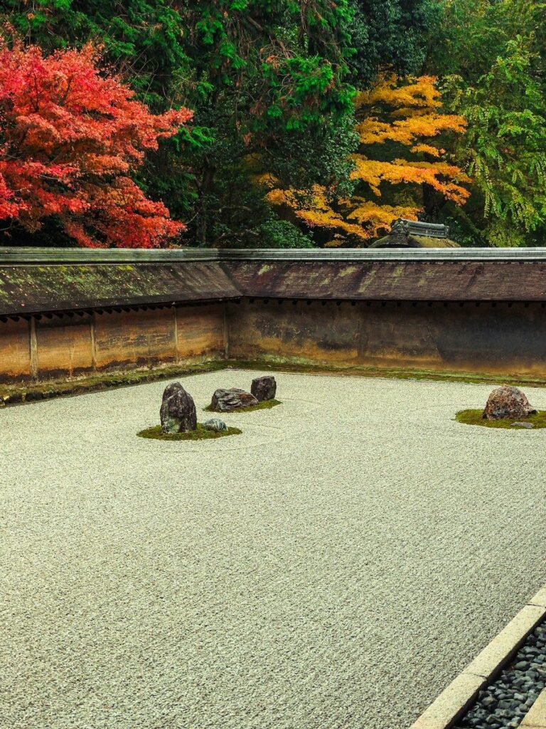 A quiet moss and rock garden at Ryoan-ji Zen temple, Kyoto